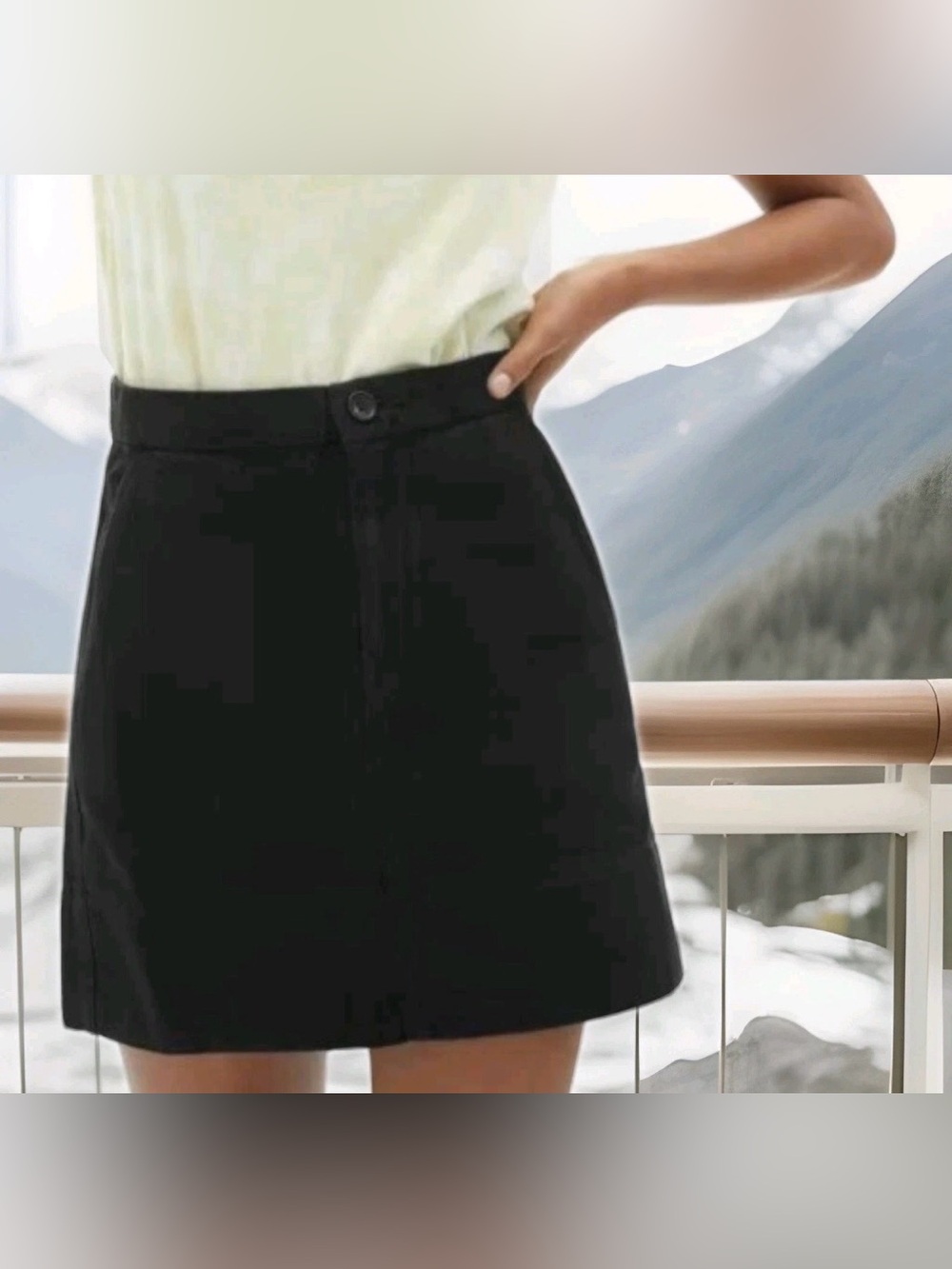 NWT NEW Everlane Women’s Canvas Stamp Mini Skirt Front Stitching Black Utility 6